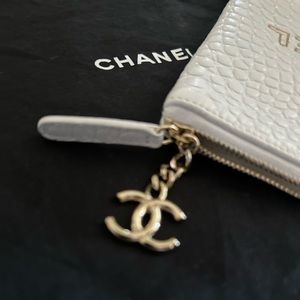 White crocodile Chanel mademoiselle clutch